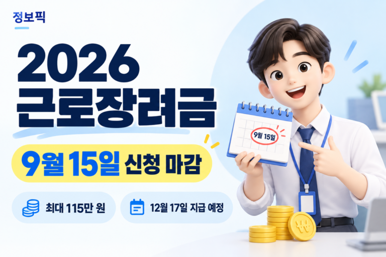 2026 근로장려금 반기신청 9월 15일 마감! 신청방법·지급일 총정리