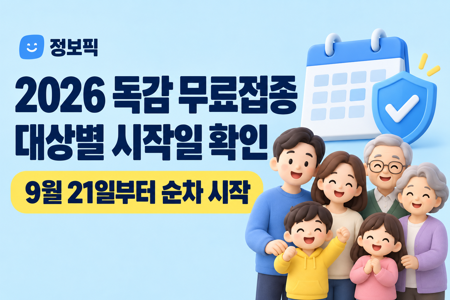 2026 독감 무료접종 대상별 시작일과 9월 21일부터 순차 시행 안내